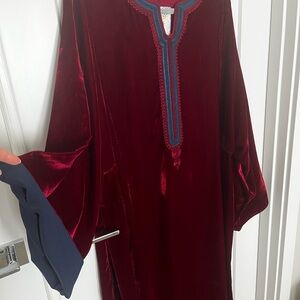 Elegant Burgundy Velvet Moroccan Caftan 2026